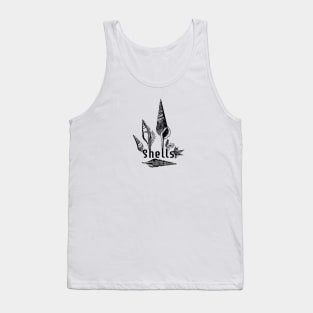 Black and White Typographic Shell Design Tank Top